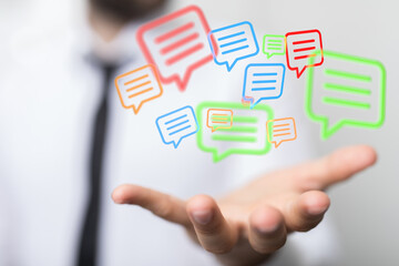  hand using mobile smartphone with email icon, Email concept, copy space