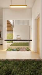 Minimalist washbasin, with giant mirror