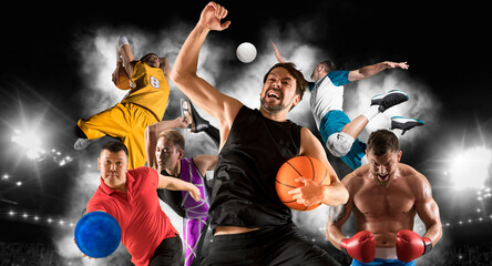 Sport collage. Concept of sport, movement, energy, healthy lifestyle