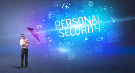 defending with umbrella from cyber attack
