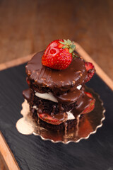 chocolate cake with strawberries