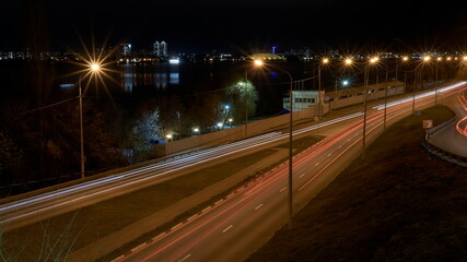 Fototapeta na wymiar Embankment in Voronezh late autumn evening