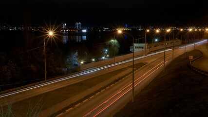 Fototapeta premium Embankment in Voronezh late autumn evening
