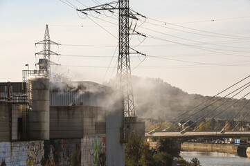 industrie environnement co co2 carbone effet serre fumee planete industriel usine electricité