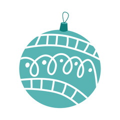 Christmas ball doodle illustration. Element winter design