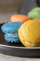 Multicolored Macarons in a Kitchen 