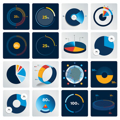 Big set of round, circle chart, graph. Simply color editable. Infographics elements.