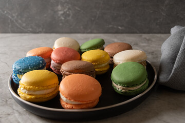 Multicolored Macarons in a Kitchen 