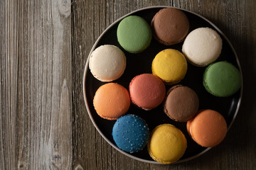 Multicolored Macarons in a Kitchen 