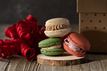 Multicolored Macarons in a Kitchen 
