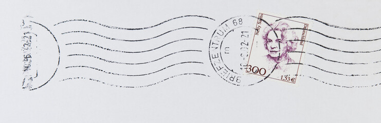 briefmarke stamp gestempelt used vintage retro alt old cancel frankiert welle wave 300 lila purple...