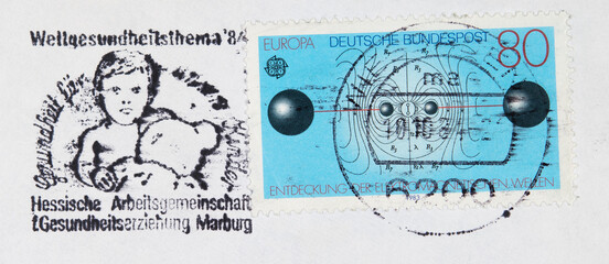 briefmarke stamp gestempelt used vintage retro alt old cancel frankiert slogan werbung gesundheit...