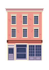 Fototapeta na wymiar Large european brick light pink apartment house