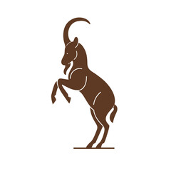 llustration of ibex. Simple contour vector illustration for emblem, badge, insignia.