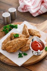 Chicken nuggets baked in breadcrumbs