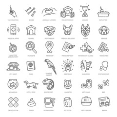 vector set, Outline web icon set - pet, vet, pet shop, types of pets