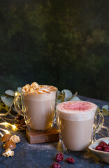 cup of coffee with milk and cookies