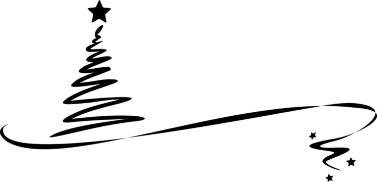 Christmas Tree Drawing Silhouette Vector