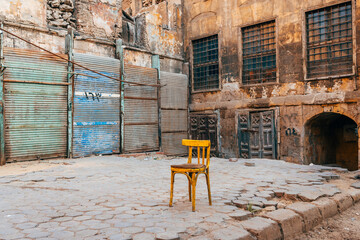 views of dirty street at cairo downtown