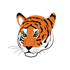 The face of a tiger. Flat style. Vector Illustration.