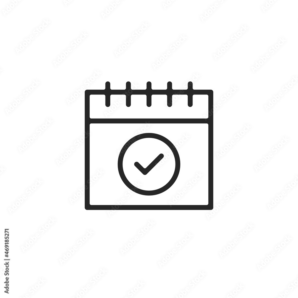 Poster vector calendar and check mark icon. premium quality graphic design element. modern sign, linear pic
