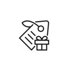 Vector price tag and gift icon. Premium quality graphic design element. Modern sign, linear pictogram, outline symbol, simple thin line icon