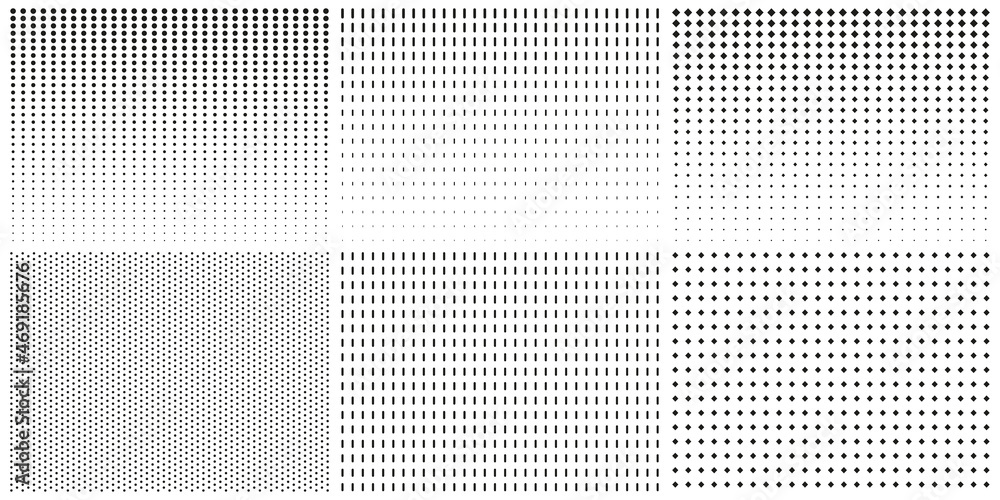 Poster halftone dotted gradient. abstract black and white raster. gradient geometric rectangles dots backgr