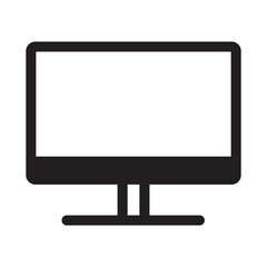 Monitor or computer in simple style on white background isolated