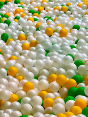 View of multi-colored plastic balls on the playground