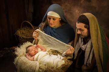 Holy parents Christmas nativity scene
