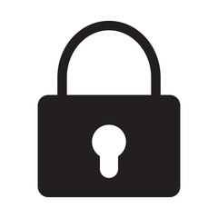 Protection and guard icon in the form of a lock in simple style on white background isolated