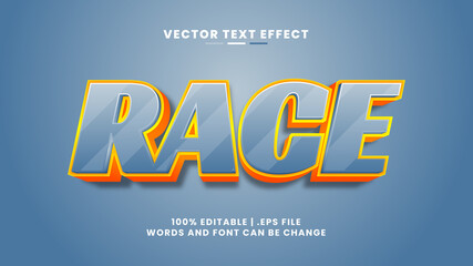 Race 3d editable text effect in cartoon and game text style