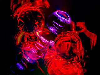 Light Painting with Red Light and Two Lensballs