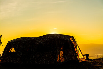Fototapeta na wymiar camping atmosphere during sunset , Thailand