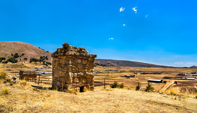 Chullpas of Molloco, funerary towers at Lake Titicaca in Peru
