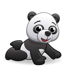 cute cartoon baby infant panda crawling
