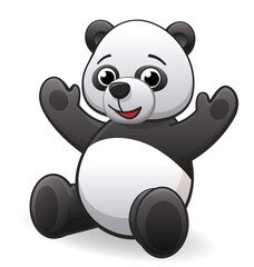 cute happy cartoon panda sitting