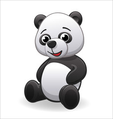 cute happy cartoon panda sitting
