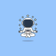 cute cartoon astronaut meditating in yoga style. vector illustration for mascot logo or sticker