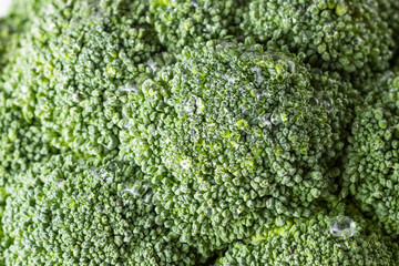 Macro photography of broccoli, green broccoli inflorescences close-up