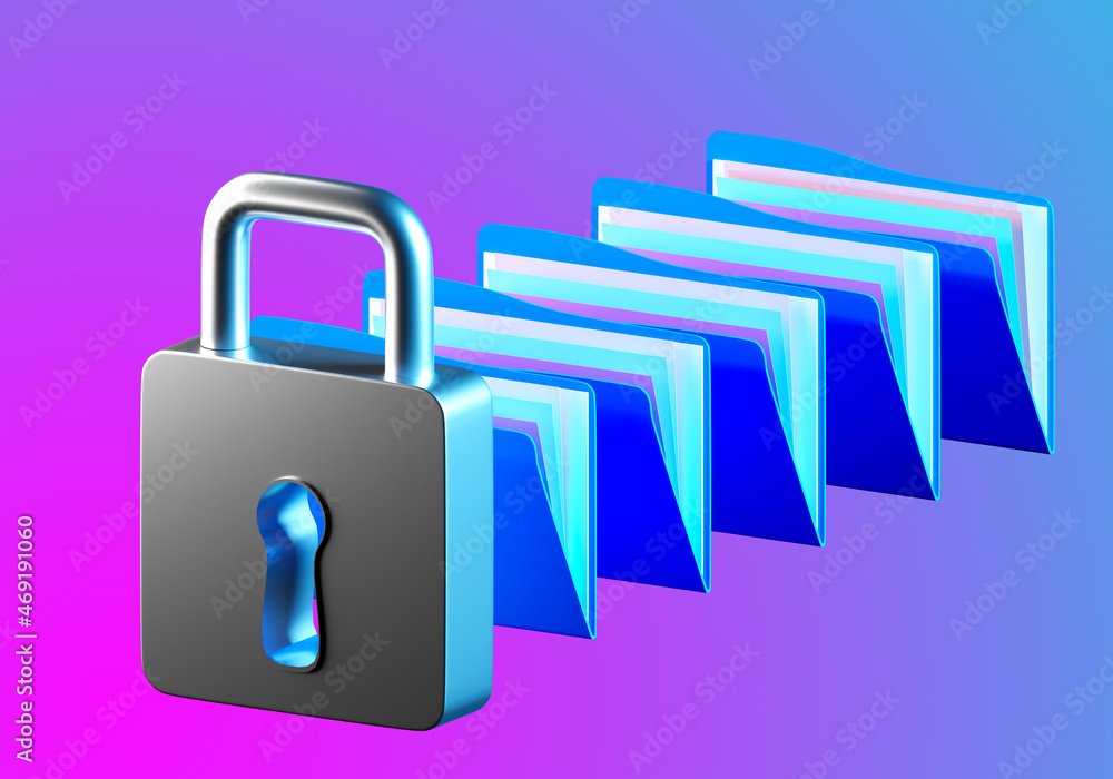 Poster data storage software concept. information security software. data storage application. data folders