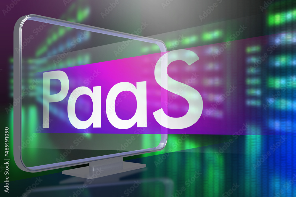 Aufkleber paas logo on computer background. platform as service. cloud computing services. database services. 