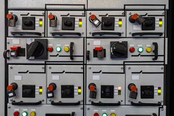 Substation control panel. Equipment for management of electrical networks. Fragment of control...