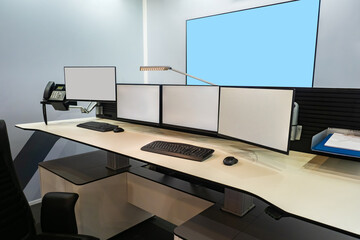 Dispatch office with monitors. Concept observation point for video cameras. Room for cantrol over...