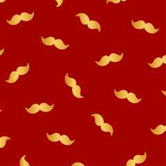 Christmas pattern. Santa Mustache golden vector design