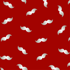 Christmas pattern. Santa Mustache silver vector design