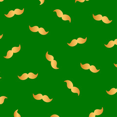 Christmas pattern. Santa Mustache golden vector design