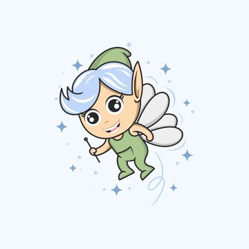cute cartoon boy fairy. vector illustration for mascot logo or sticker