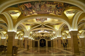 Interior of the Temple and Icon of Saint Sava in Belgrade, Serbia