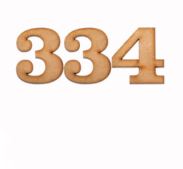 Number 334 - Piece of wood isolated on white background